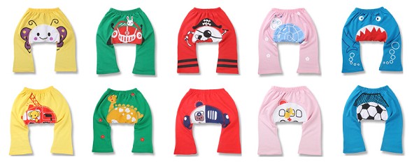 kids cartoon pants pink color with white and blue pattern
